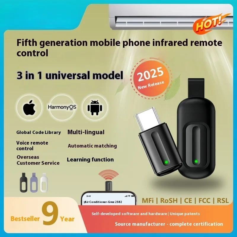 3 In1 Mini Mobile Phone Infrared Transmitter Adapter Smart Air Conditioner TV Universal Infrared Smart Remote Control IR Blaster