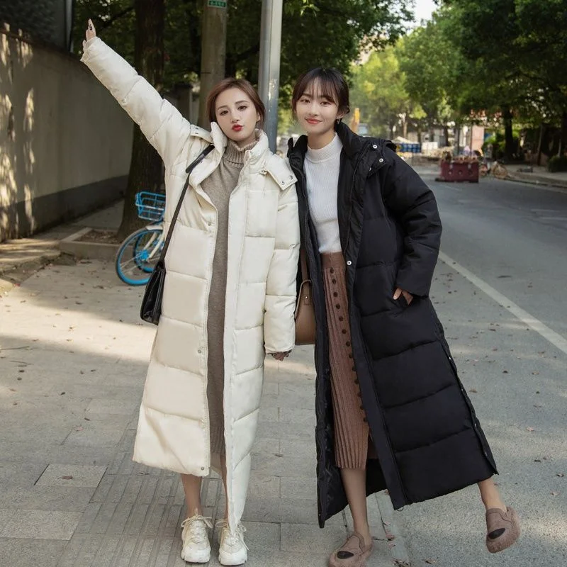 ฤดูหนาว Parka ผู้หญิงยาวเสื้อแจ็คเก็ต Hooded Thicken หลวมซิปกระเป๋าอุ่นสวมใส่ 2025 ใหม่ผู้หญิง Coat