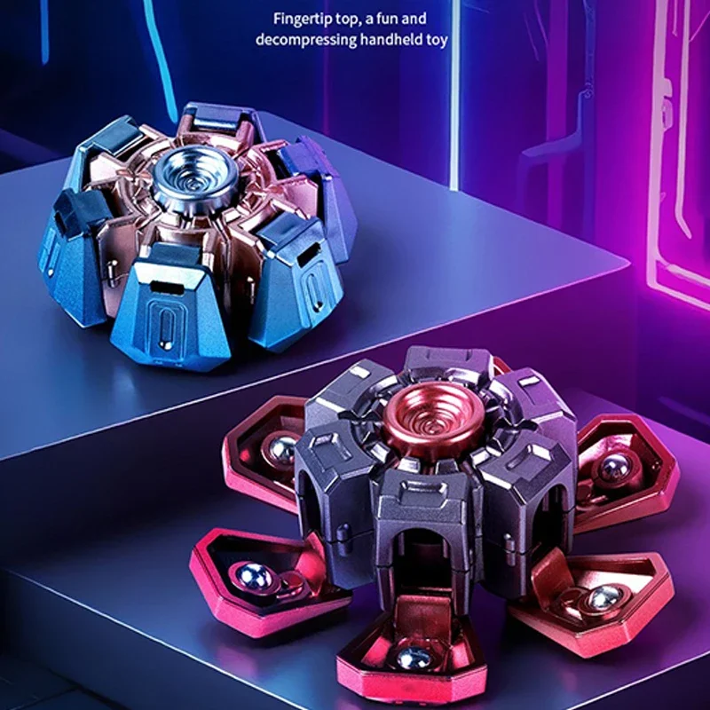 Creative Transformable Finger Mecha Fidget Spinner Tech Aesthetic Mechanical Transformation Fidget Toy For Children Gift