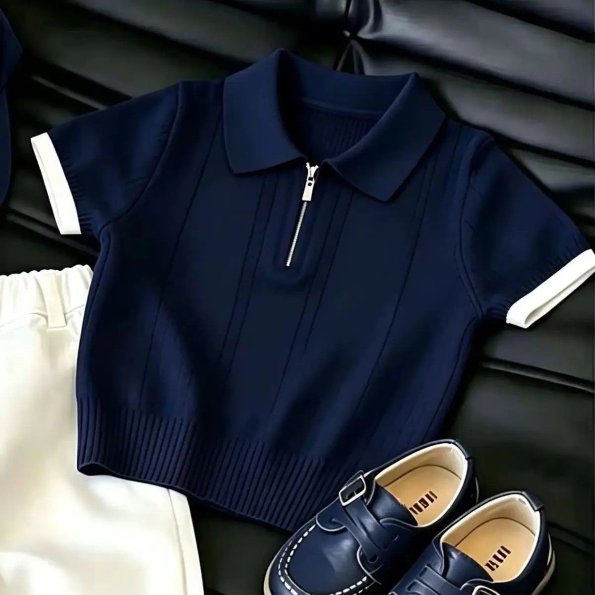 

Kids Boys Summer Outfit 2026 New Children's Short Sleeve Polo Shirt + Casual Shorts Two-Piece Set 80-140cm