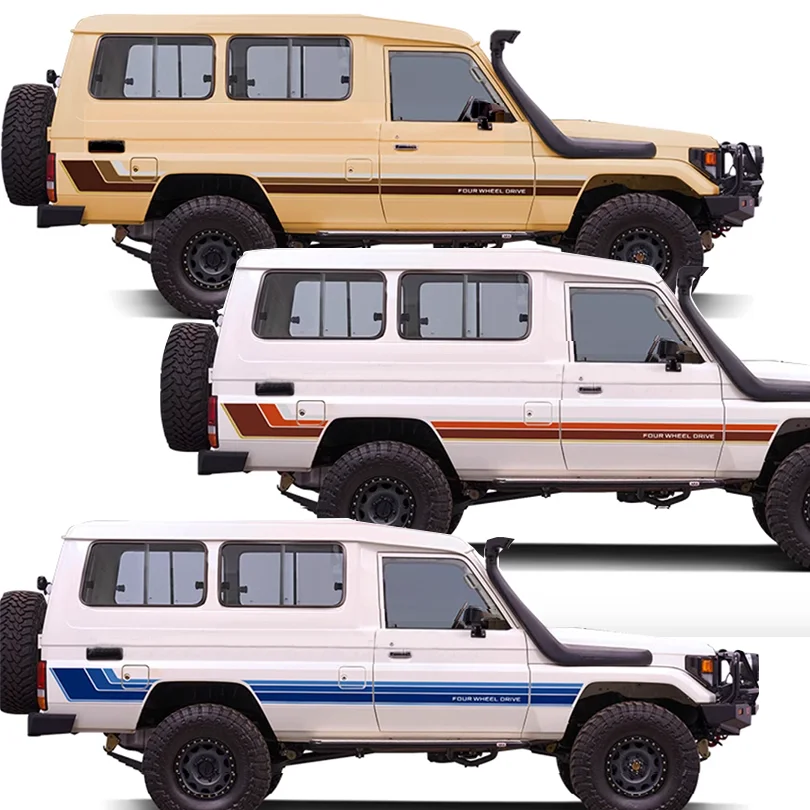 

Custom 4x4 Off Road Outdoor Waist Line Stripes Precut Decal Vinyl Blackout Graphics Stickers for Toyota Land Cruiser 75 LC75