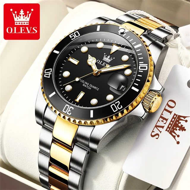 OLEVS Herrenuhr, luxuriöse Top-Marke, einseitig drehbarer Außenring-Design, Quarzuhr für Herren, automatisches Datum, wasserdichte Armbanduhren