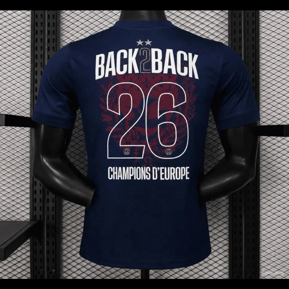 Camiseta PSG 2026 Back To Back Champions para fãs de futebol, camiseta de algodão unissex, camiseta masculina e feminina Y2k, camiseta casual de verão