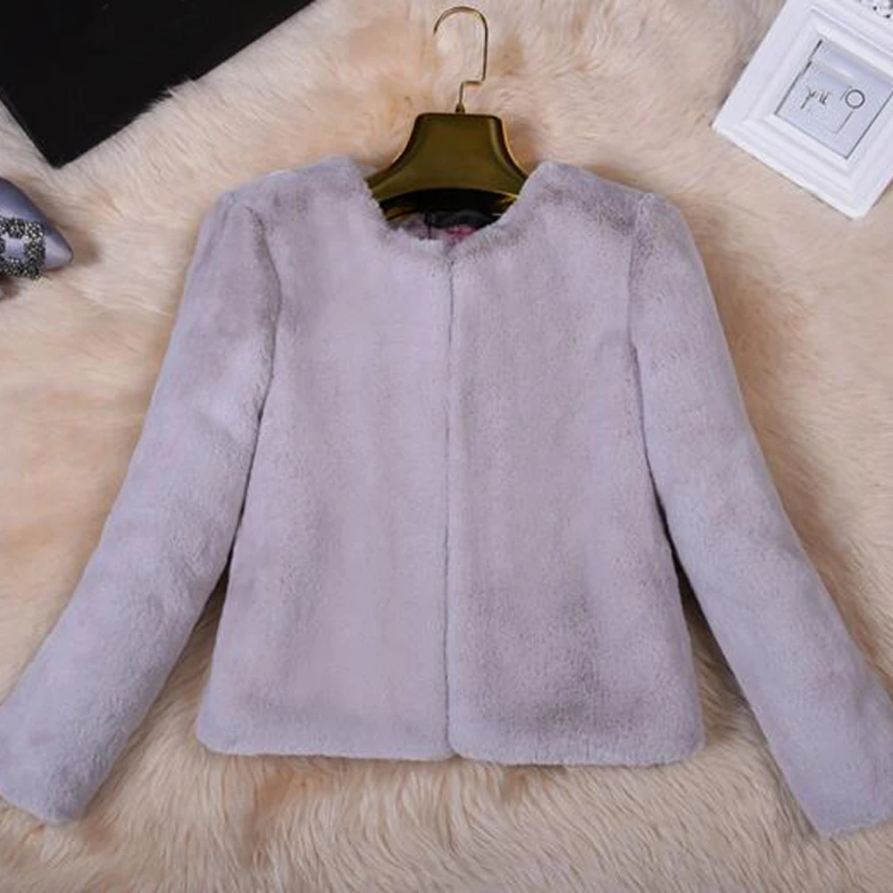 Abrigo de piel sintética para mujer, chaqueta de imitación de conejo, talla grande 5XL, invierno