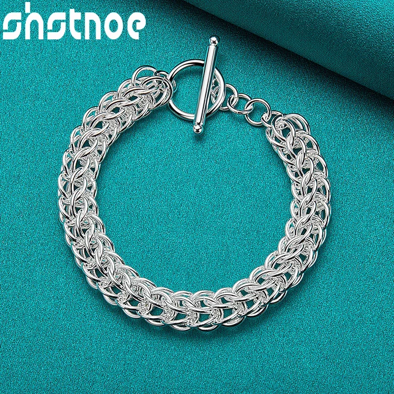 SHSTONE 925 Sterling Silver Multi-circle Chain Bracelet For Women Men Birthday Party Fashion Charm Jewelry Lady Accessories Gift