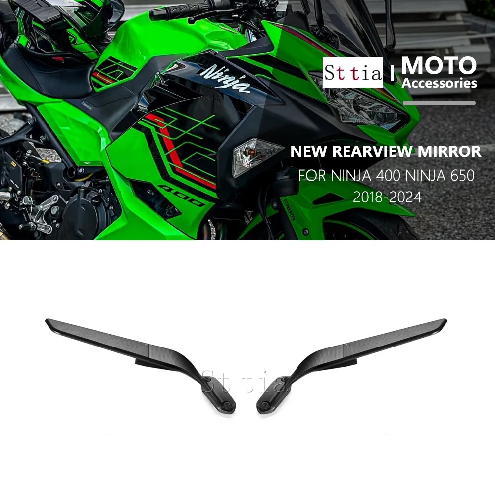 

For Kawasaki Ninja 650 Ninja 400 2018-2024 NINJA 400 650 Motorcycle Stealth Mirrors Adjustable Aluminum Rear View Mirror