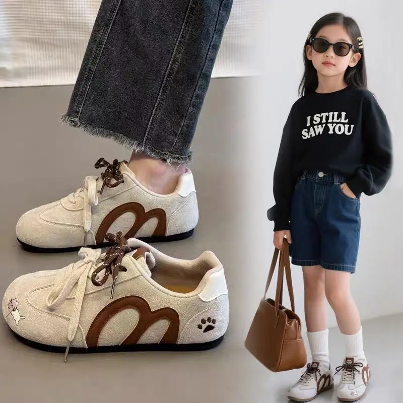 Children's Flats Sneakers Shoes For Girls autumn Spring Kid's Cartoon Cat Student Non-slip Light footwear 1-35