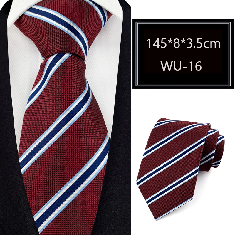 Luxury 8CM Mens Necktie Stripes Plaid Necktie Tie For Man Groom Jacquard Woven Neck Tie For Business Wedding Party