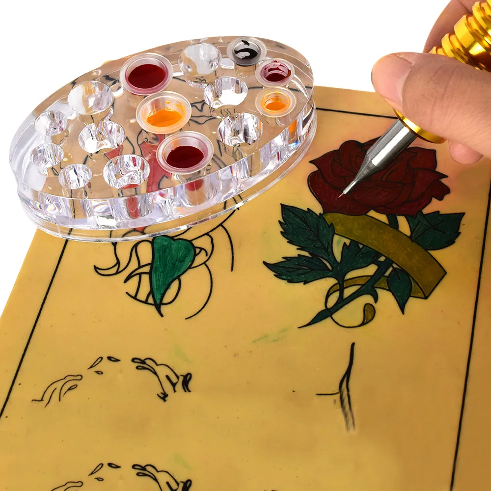 1pc Permanent Makeup Tattoo Ink Cup Holder Accessory Oval Acrylic Tattoo Pigment Rack Container Tattoo Material Supply