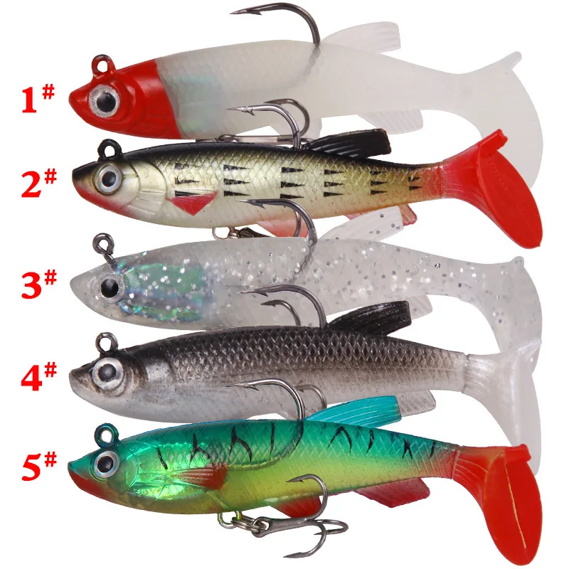 T Tail Soft BaitSoftLures Silicone Bait 7.5cm13gGoods for LuyaSoft Fish Wrapped in Lead Fish FishingSeaBiomimeticBaitPlasticFish