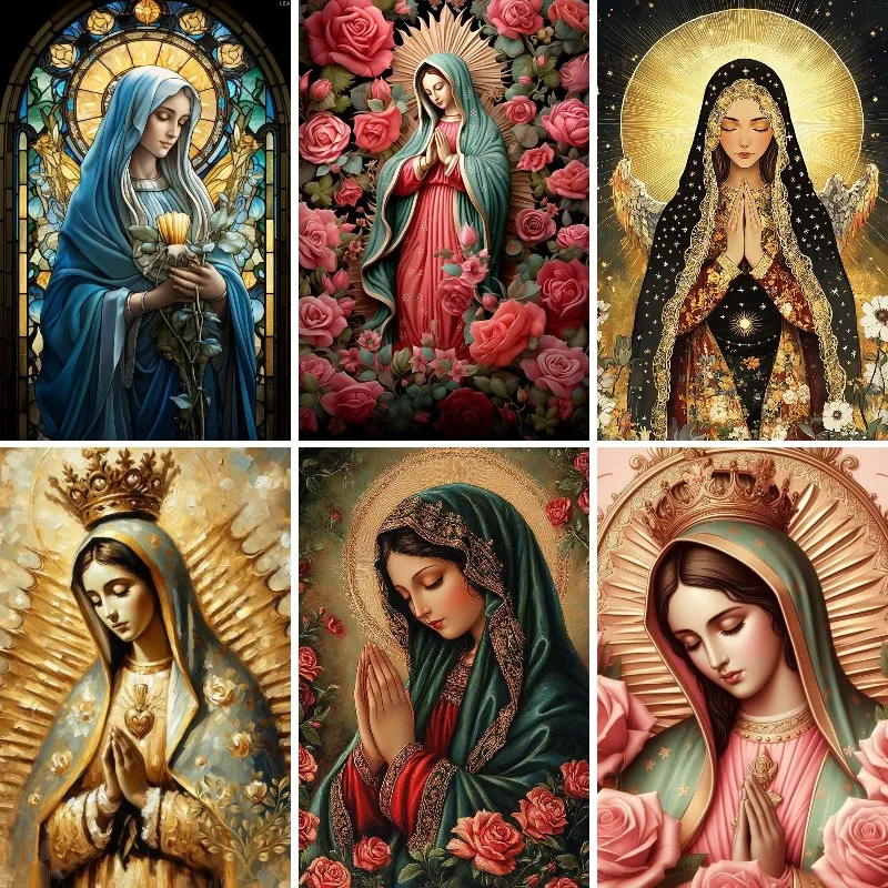 Diamond Painting Kits Our Lady of Guadalupe Lisa,Full Rhinestone Drill, Mosaic Embroidery Picture , DIY, Saint Virgin Mary