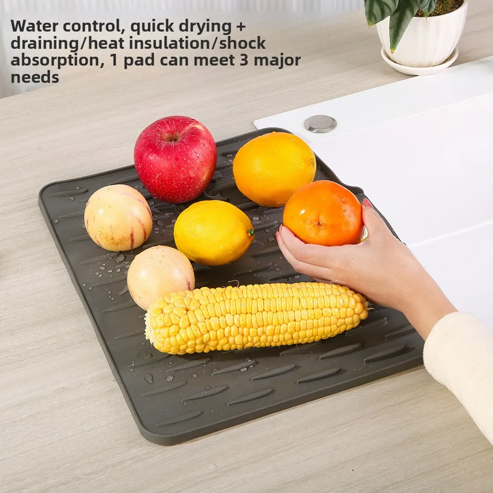 Countertop Slope Silicone Drain Mat Kitchen Anti-scalding Insulation Pot Mat Thickened Countertop Mat Cutting Board Fixed Mat