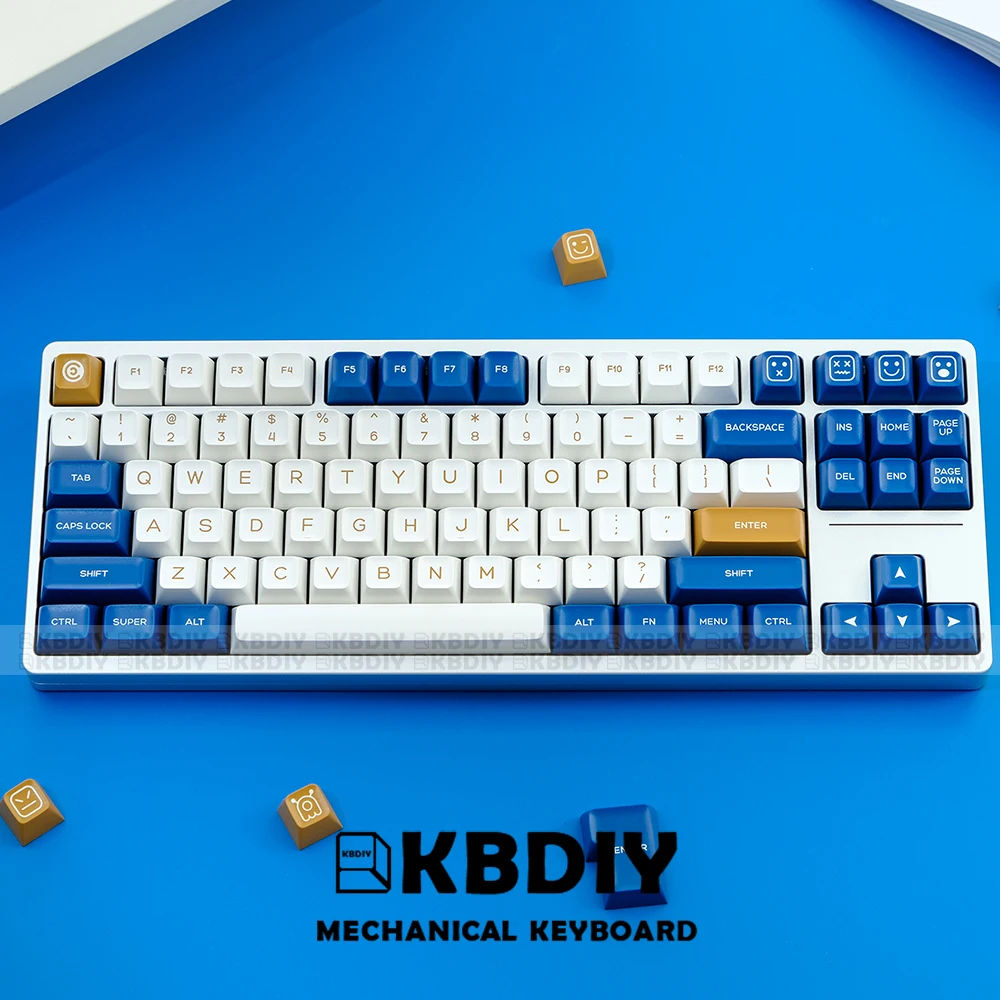 Kbdiy GMK keycap wahtsy Sturmabteilung Idom Kék szín Fehérítőszer keycaps PBT Kontra Színjátszó kulcs sapkák ISO Beszáll 7U spacebar számára Gépi Kulcskarika készlet