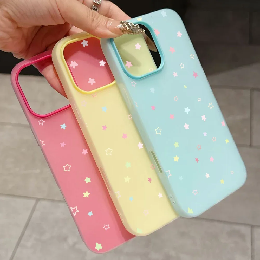 Cute Pastel Color Colorful Star Phone Case For Redmi 10 11 12 13 14 4G Xiaomi Redmi Note 10 11 12 13 14 Pro 5G 14C 13C 15C Cover view 4