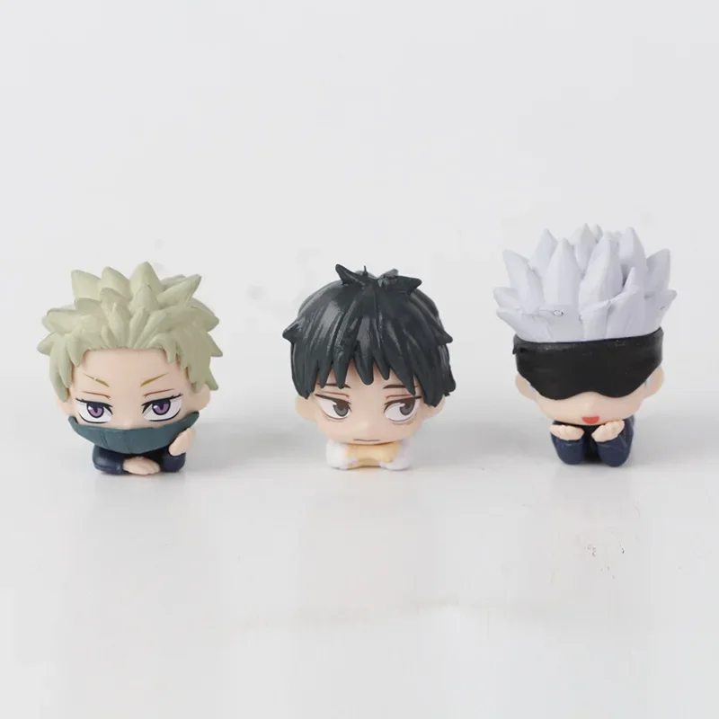 7Pcs/Set Lying Style Anime Jujutsu Kaisen Mini Figure Toys 3-4cm Satoru Gojo Mini Cute Gk PVC Statue Figurine Collectible Toys