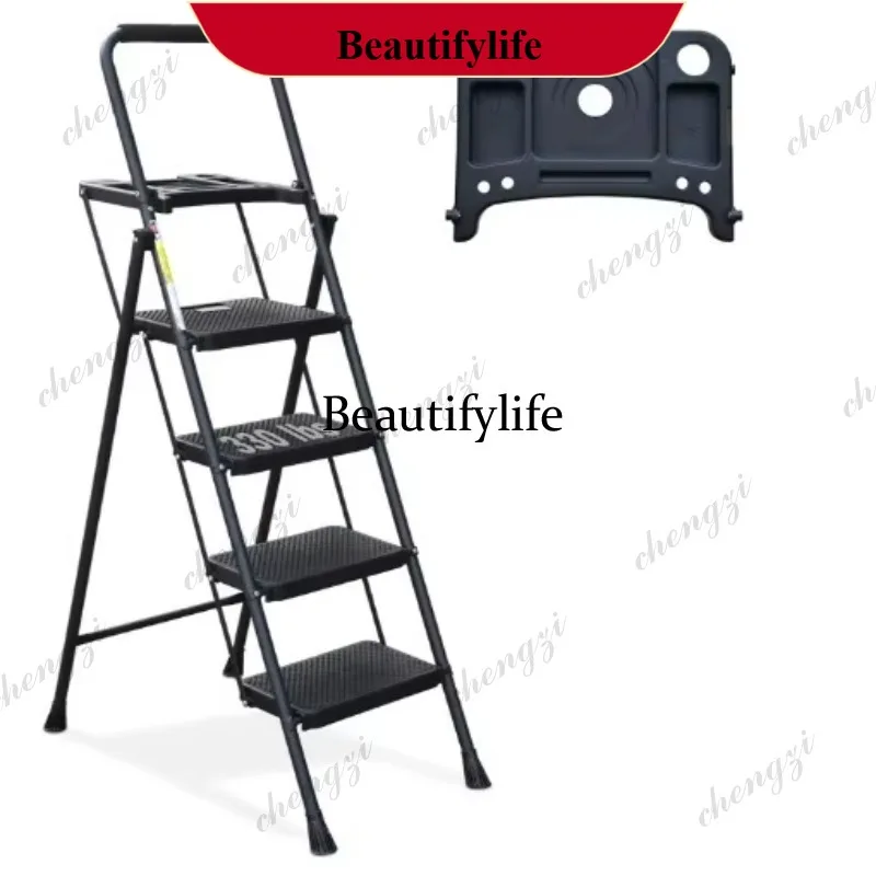 z189   household ladder with tool platform folding ladder stool wide non-slip pedal sturdy