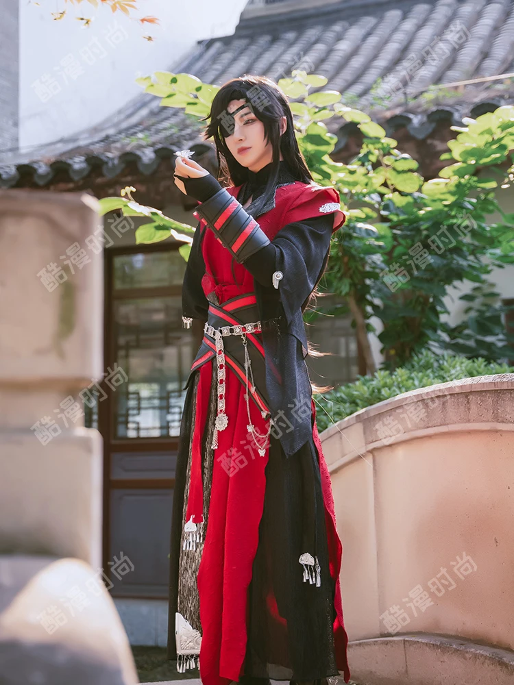 New Heaven Official'S Bless Huacheng Cos Suits Red Outfits Hanfu Full Set Tian Guan Ci Fu Cosplay Hua Cheng Costume Wig Shoe