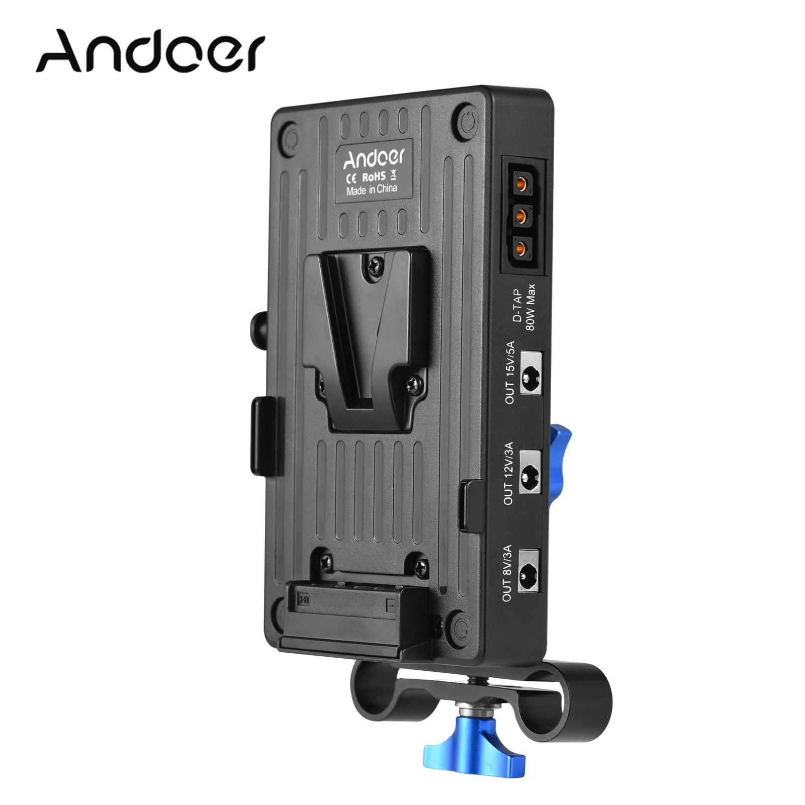 Andoer V Mount Battery Plate V Lock Battery Adapter 65W PD Fast Charging DC Outputs D-Tap Output for Canon Sony DSLR Camera