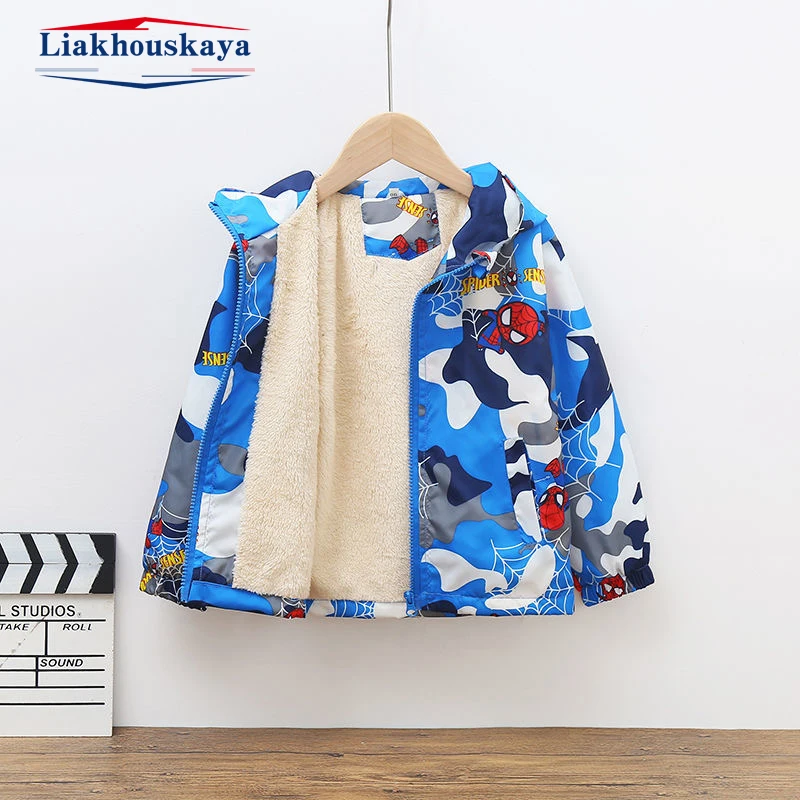 Children Jacket Soft 2023 Kids Jacket With Hoodie New Spring Autumn Kids Cartoon Jackets For Boy Warm Coat Clothing 90-130cm