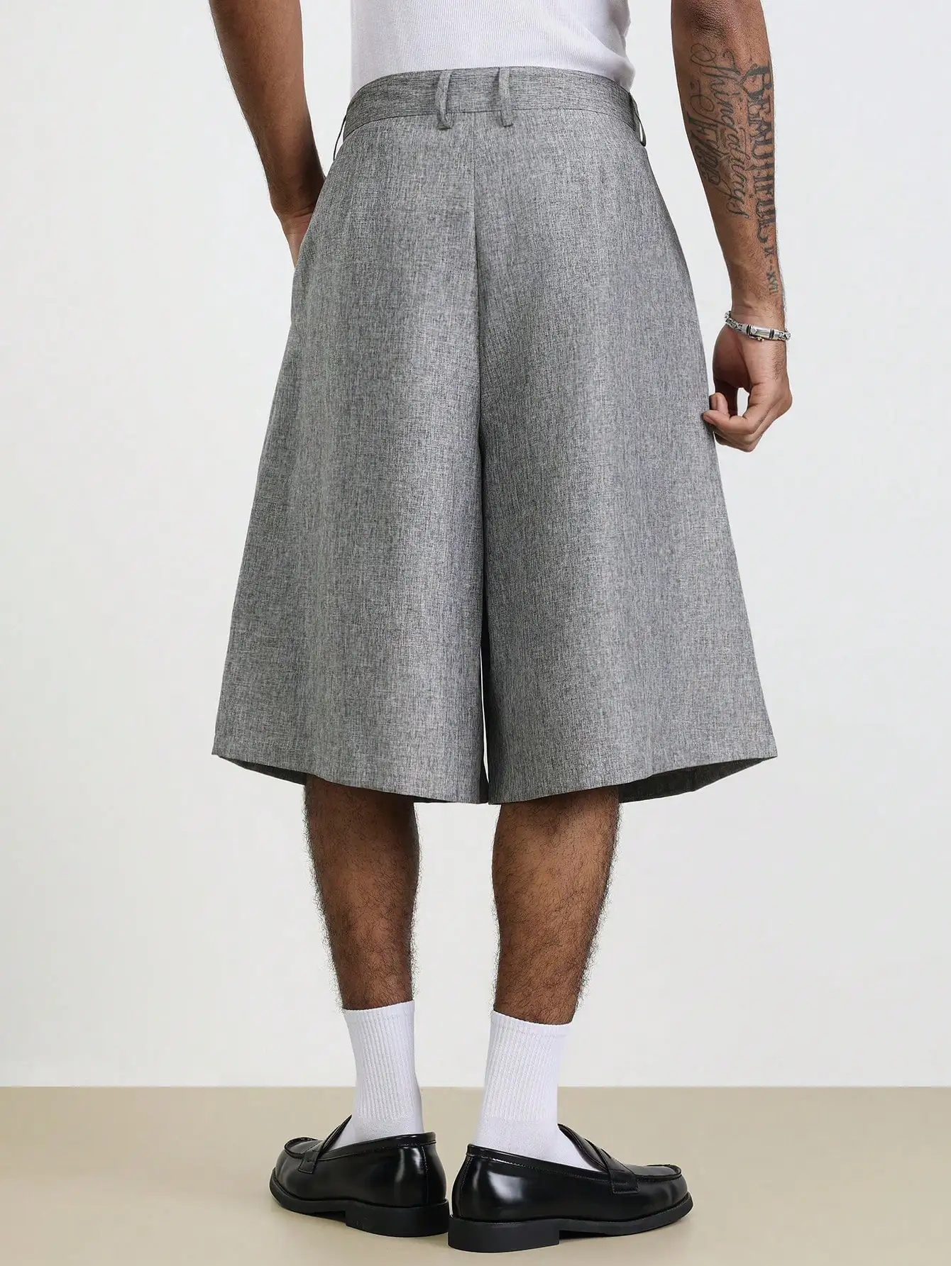 Pleated Wide Leg Shorts Men 2026 New Summer,High Waist Woven Formal Shorts,Retro Fashion Button Pocket Casual Street Shorts