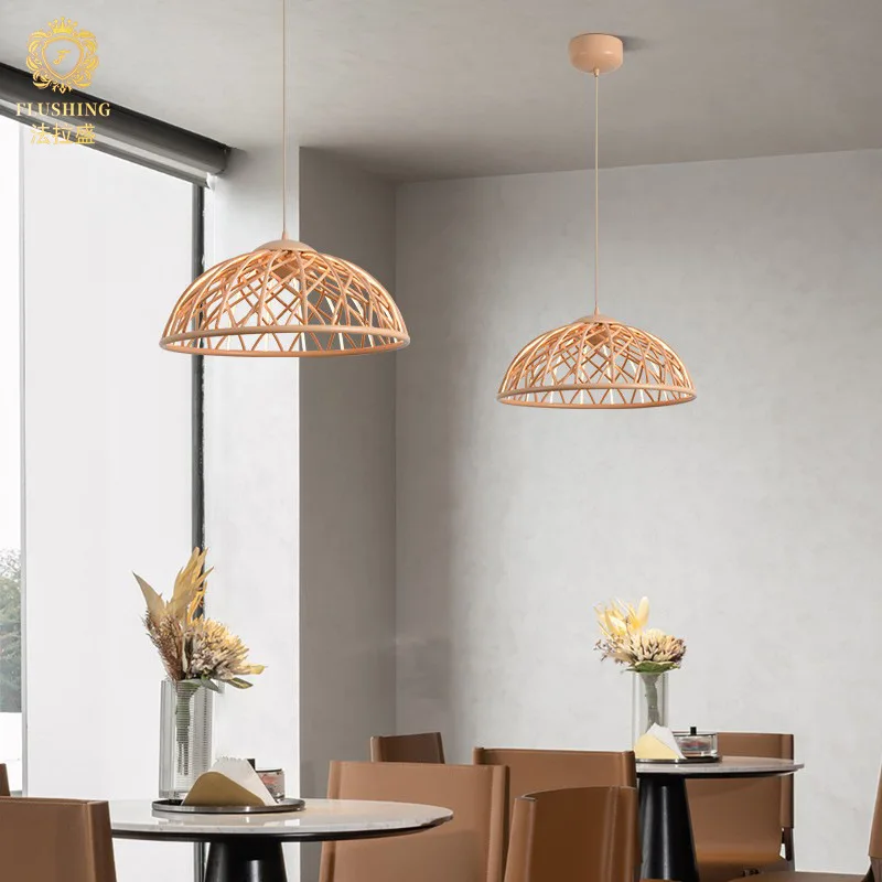 

Italian modern simple restaurant chandelier creative personality living room dining table bar woven mesh art round lamp