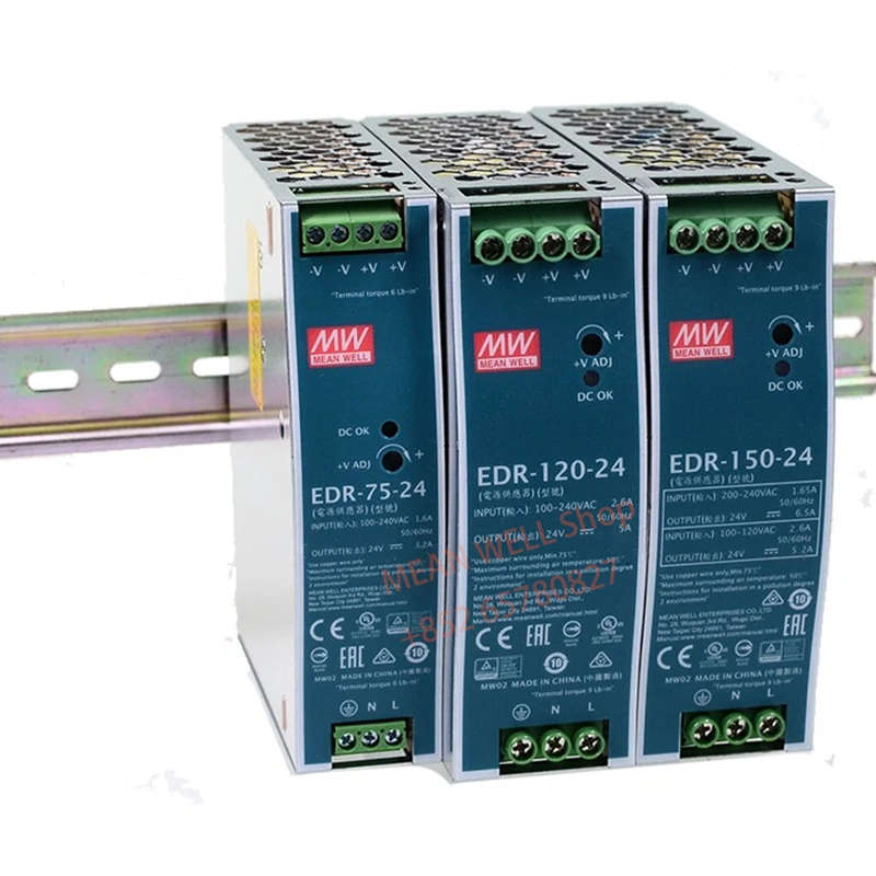 

MEAN WELL 120W Single Output Industrial DIN RAIL EDR-120-12 EDR-120-24 EDR-120-48 Rail type switching power supply Metal housing