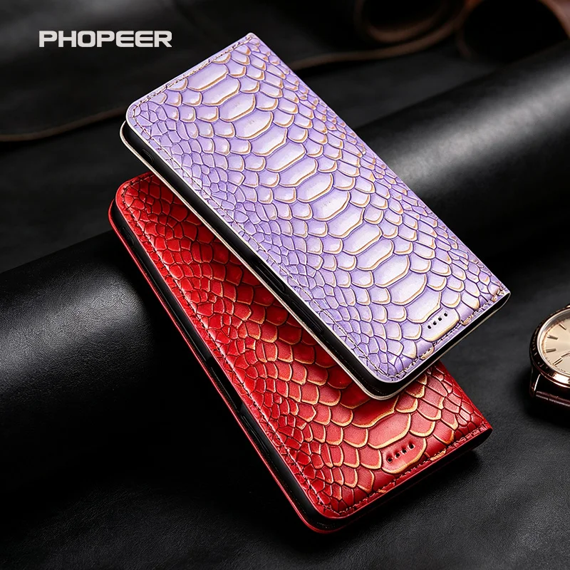 Luxury Genuine Leather Case for LG G8 7 6 5 S V60 50 40 30 20 S X ThinQ Mini 5G Python-patterned PU leather phone case