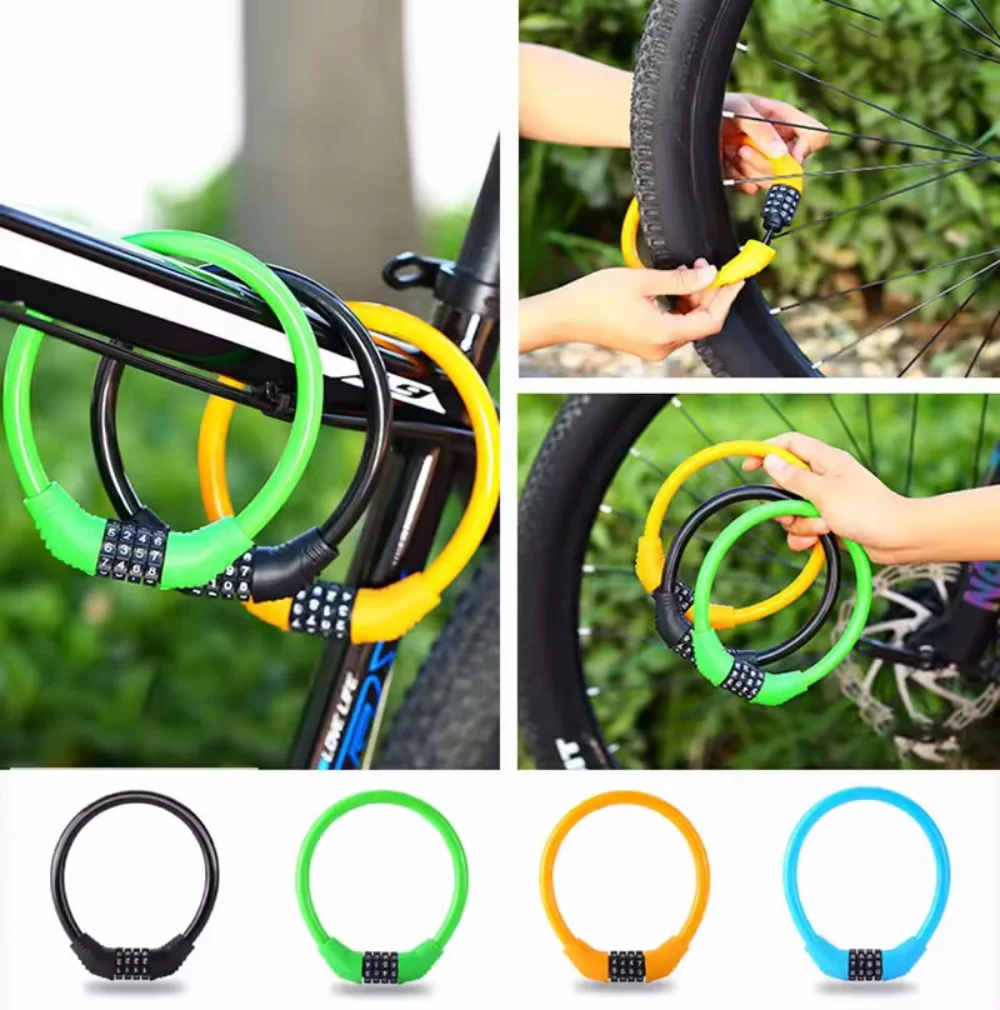 

Bicycle Lock Anti-theft 4 Digit Password MTB Road Bike Safety Lock Portable Bicycle Number Lock Accessory Combination Padlock