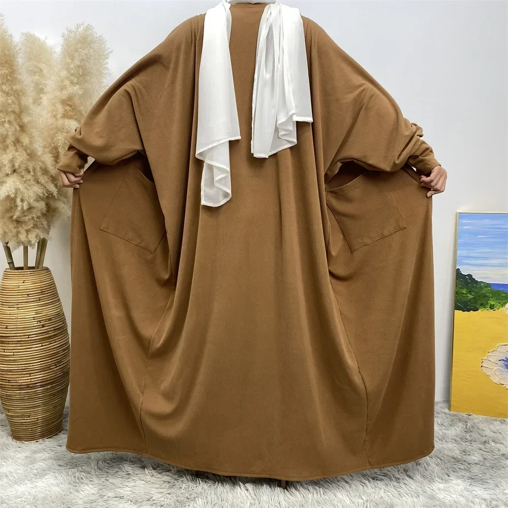 Eid Abayas pour femmes dubaï turquie caftan musulman Kimono Cardigan Ramadan Robe Jalabiya Robe Femme Musulman robes Robe de poche