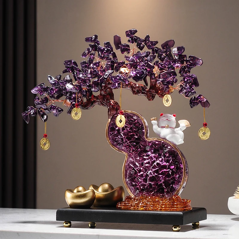 

Home Decor Sculpture Art Gourd Wealth Tree Ornament Household Living Room Entrance TV Cabinet Office Desktop Decoration Gift