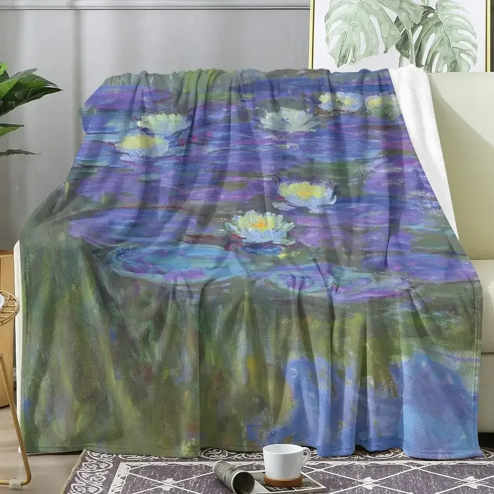 C-Claude M-Monet The S-Stroll La Promenade Throw Soft Flannel Throw Blanket, Breathable Summer Nap Blanket For Home Cozy Decor