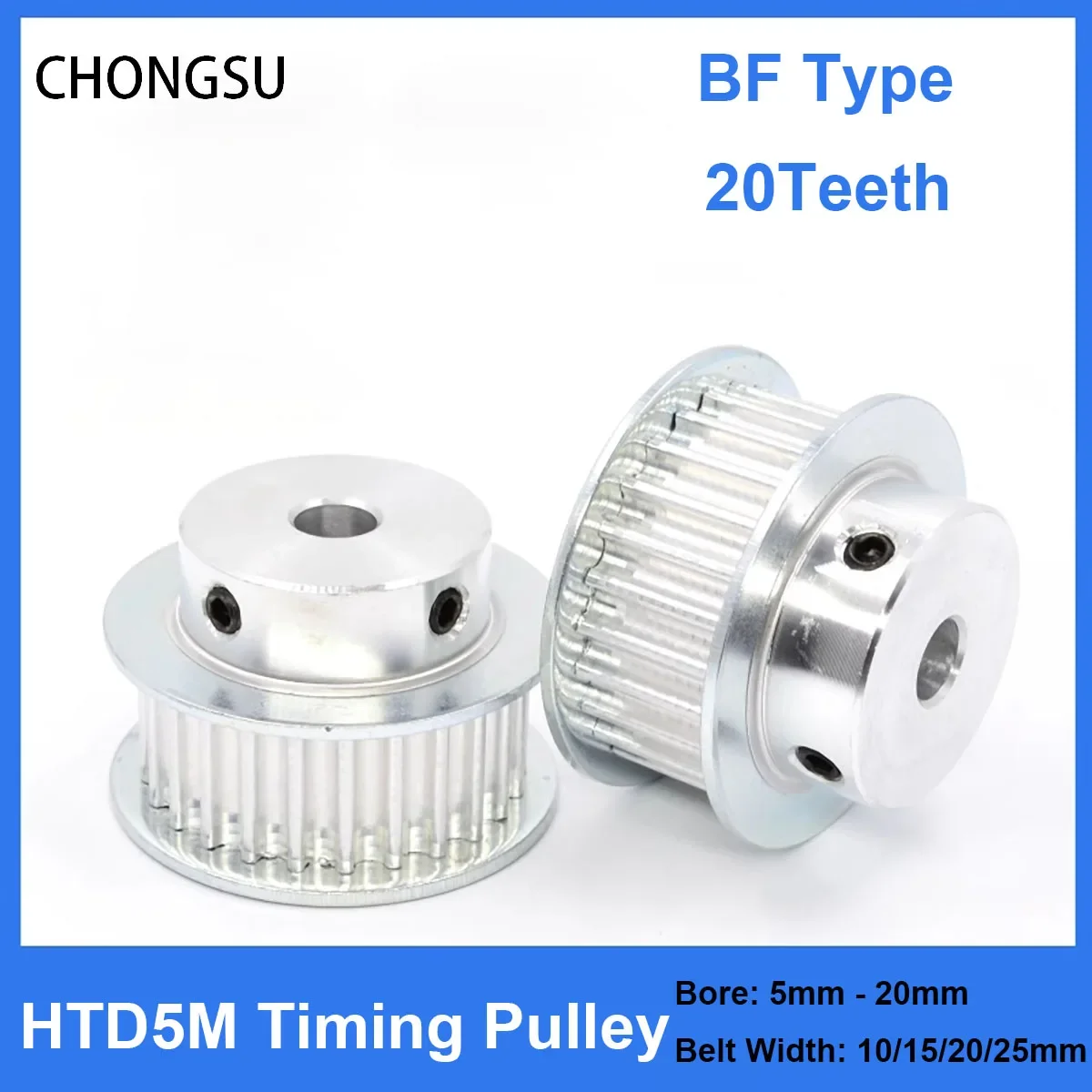 

1Pcs HTD 5M 20Teeth Timing Pulley Bore 5mm-20mm For Width 10/15/20/25mm HTD5M Synchronous Belt 3D Printer Parts