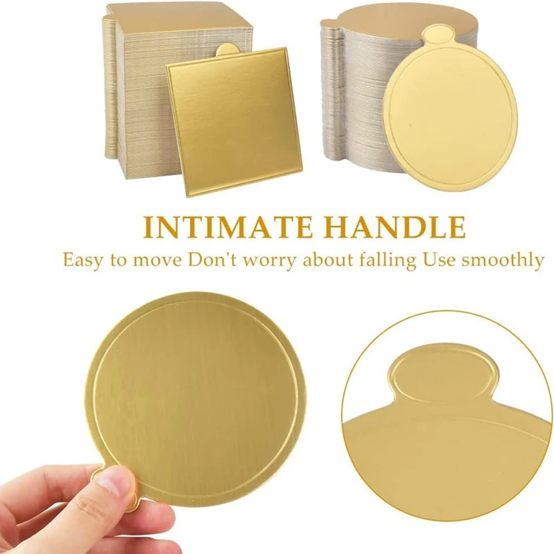 200 Piece Golden Mousse Mat Bottom Foam Cake Stand Base Boards Paper Board Shape Dessert Tray Cake Decoration Tools