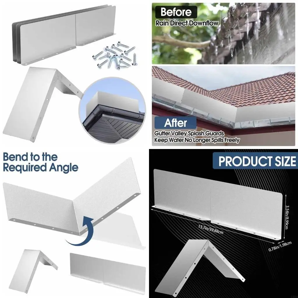  2Pcs Gutter Valley Splash Guards for Shingle Corner and Straight House