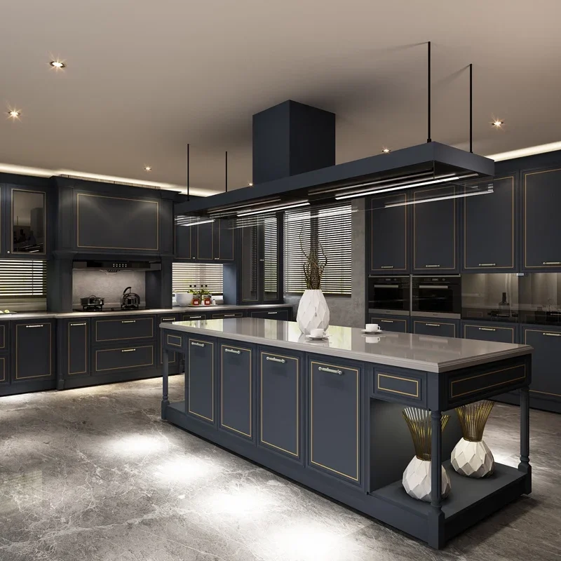 The whole cabinet custom kitchen whole house decoration quartz stone tabletop kitchen cabinet custom-made open European luxury image 2