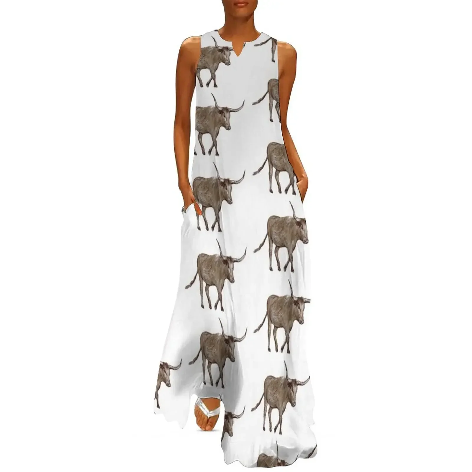 

Longhorn Steer Long Dress beach dress elegant dress for women summer long women summer