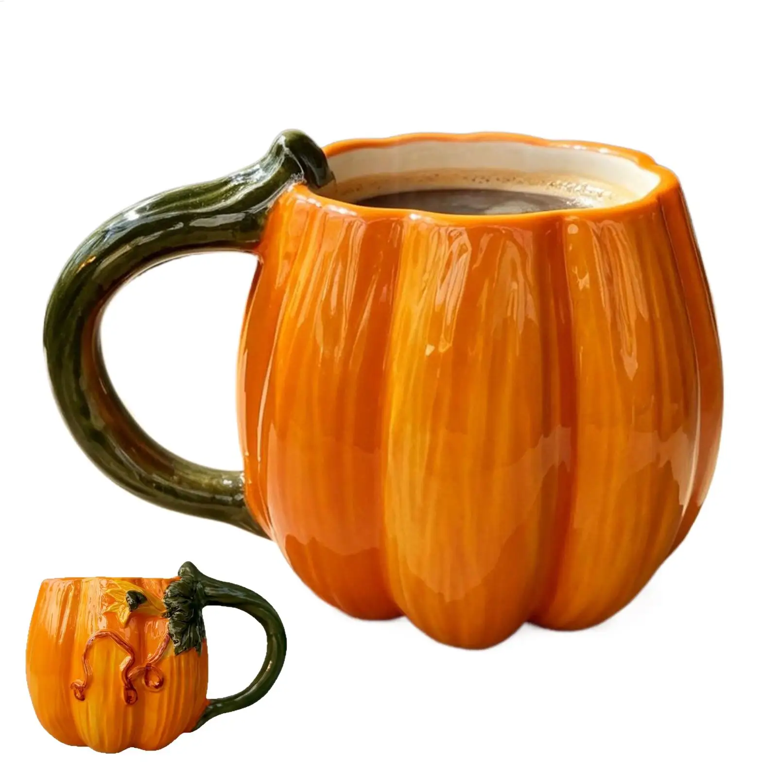 450ml Ceramic Pumpkin Mug with Handle, Autumn Thanksgiving Cup, Halloween Birthday Gift for Family Home Decor Coffee cup