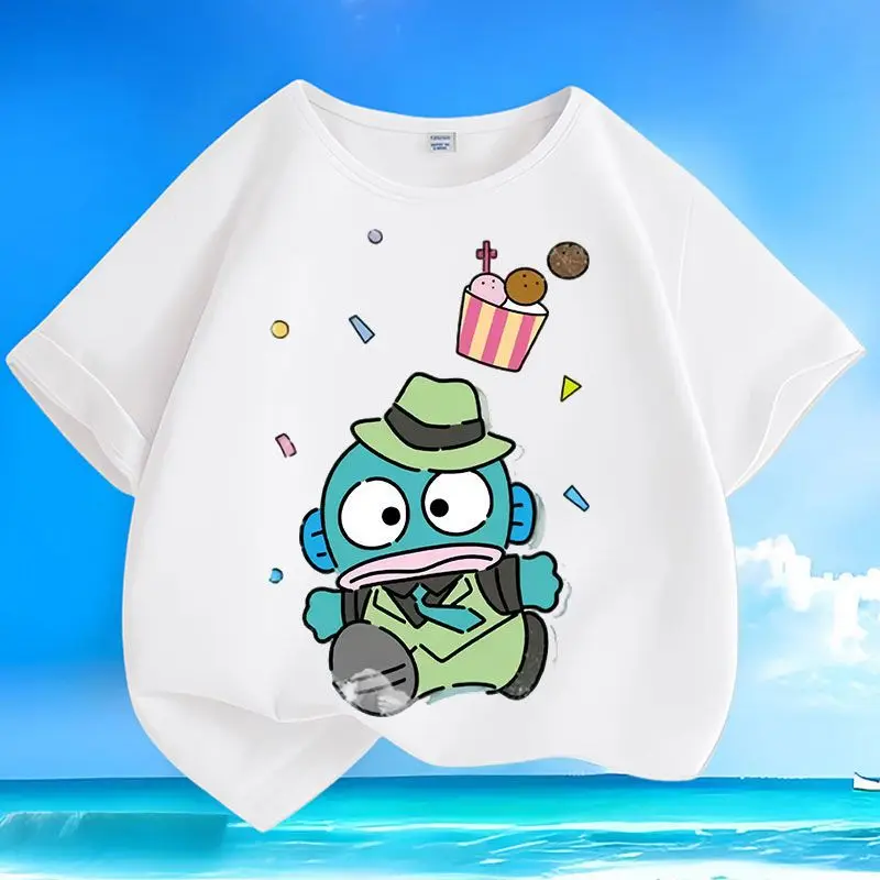 

Новый стиль Sanrio Hangyodon футболка с короткими рукавами милая модная тенденция хлопок летняя девушка студентка мультфильм с круглым вырезом повседневная свободная