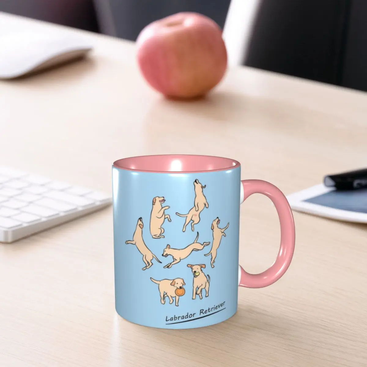 Playing Light Yellow Lab Labrador Retriever Mug Funny Ceramic Coffee Cups Tea Mugs Milk Cup Drinkware Gift for Woman Man
