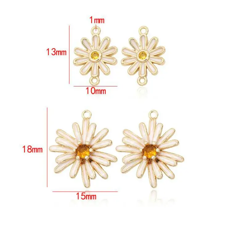 10MM 15MM 14k Gold Color Plated Brass with Zircon Flower Charms Pendant  For Jewelry Making DIY Jewelry Supplies