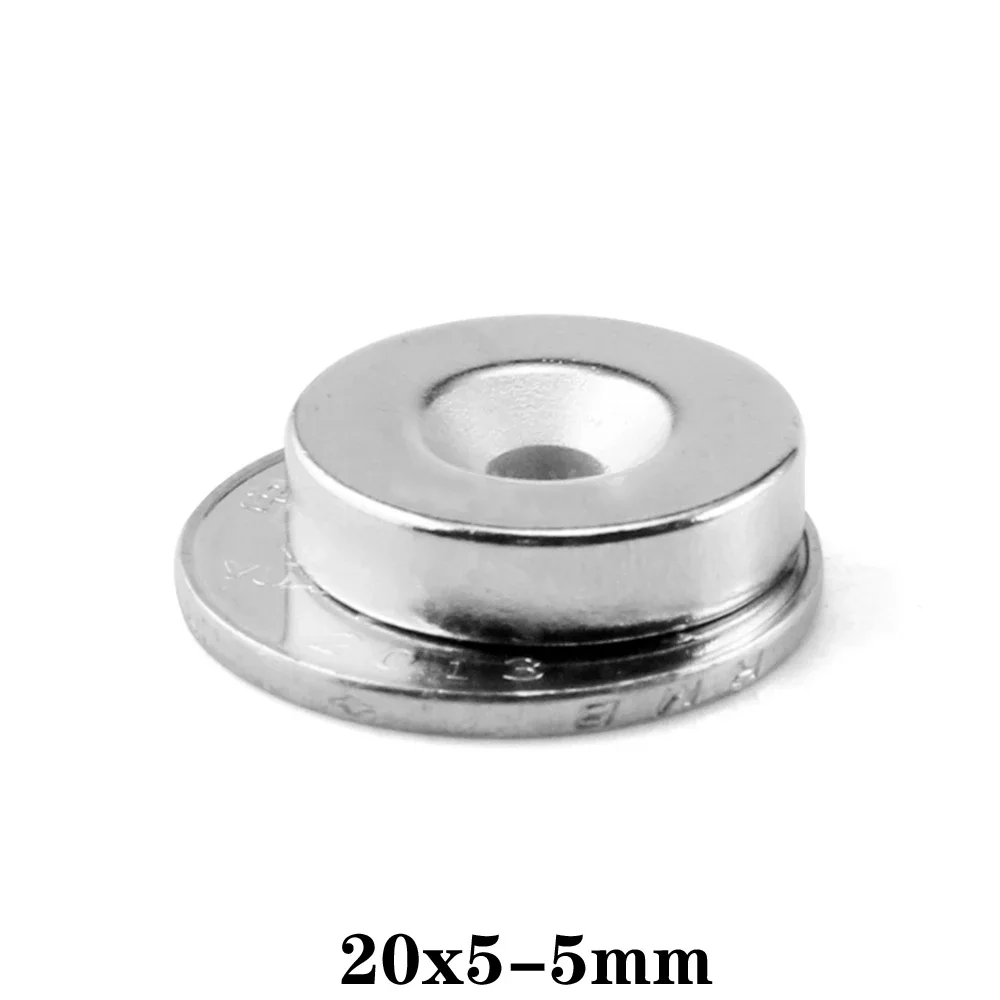 20X5-5mm Disc Strong Powerful Magnets 20X5 Hole 5mm Round Magnet For Fridge DIY Building Scientific Craft 20x5-5 20*5-5