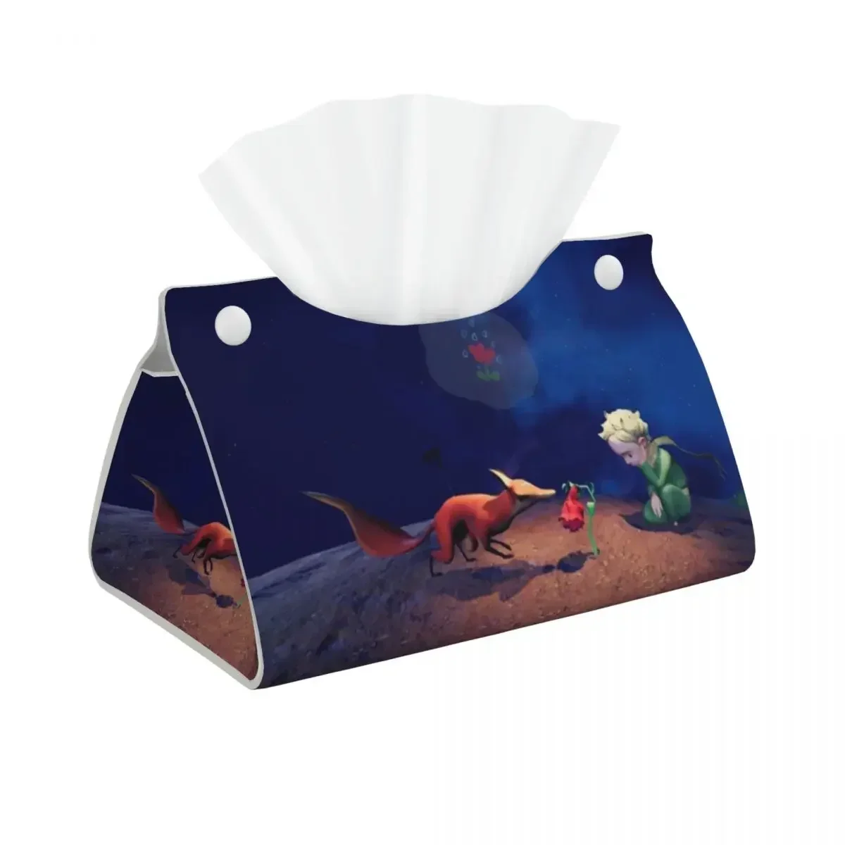 Custom The Little Prince Tissue Box Cover Rectangular PU Leather Le Petit Prince Facial Tissue Box Holder for Bathroom Car