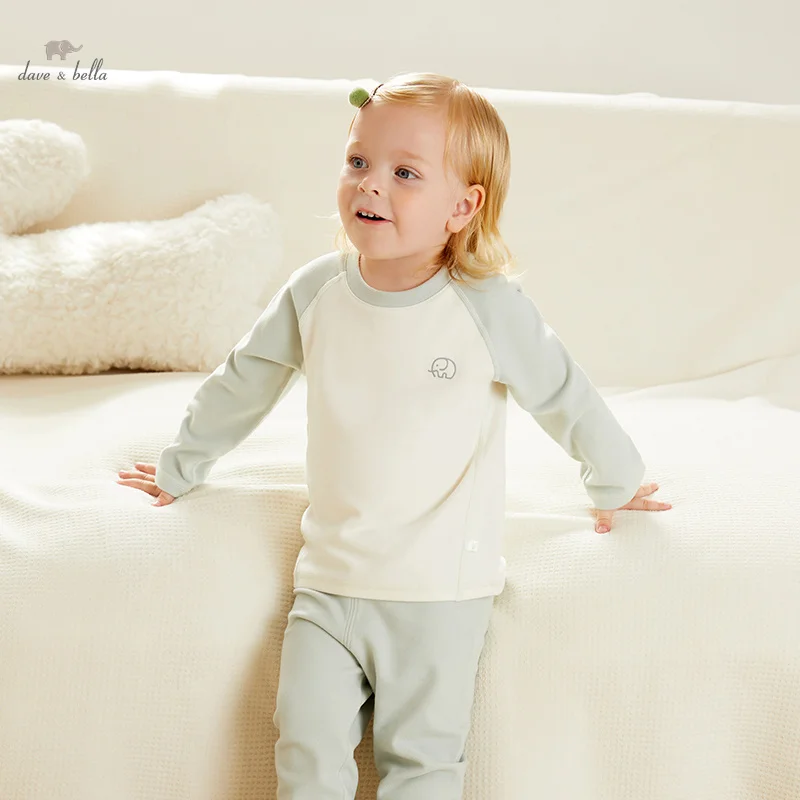 Dave Bella Children's Girl's Boy’s Pajamas Suit 2023 Autumn Winter New Fashion Casual Comfortable Warm Two-Piece DB4237953