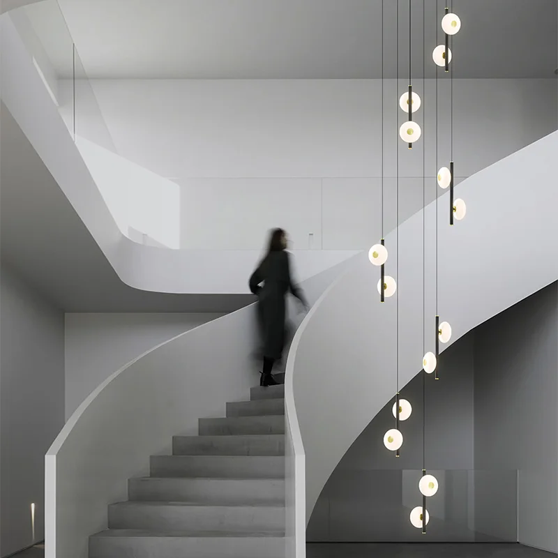 Nordic Designer Hanging Chandelier, teto Sala Pendant Lamp, Modern Exhibition Hall e Stairwell