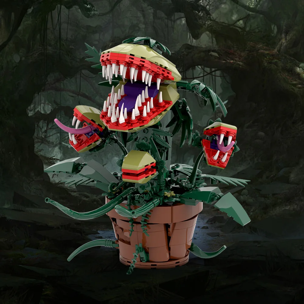 ゴブリックス MOC 多頭人形 花を食べるビルディングブロックモデル オーディリーズブリック フラワーショップ モンスターおもちゃ 子供向けギフト