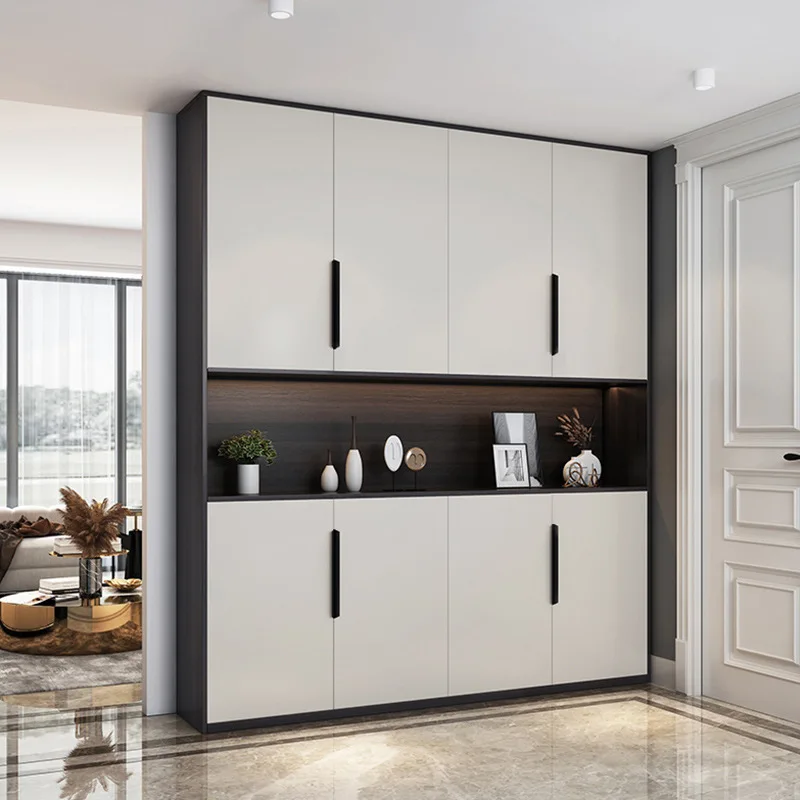 

Modern simple solid wood granular shoe cabinet household small apartment large capacity storage porch shoe rack custom shoe