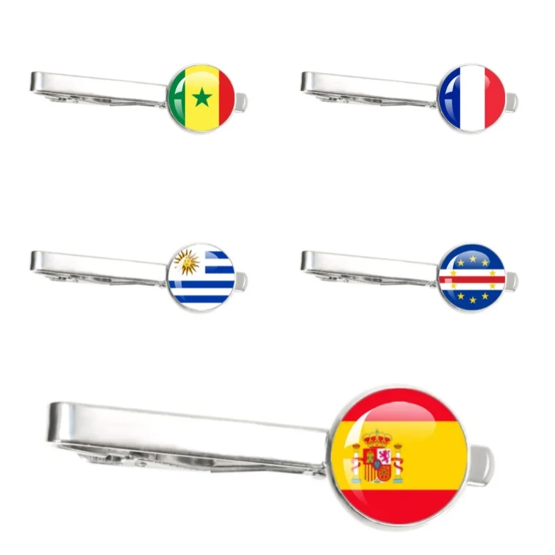 Senegal, New Zealand, Colombia, Algeria And Other National Flag Series Handmade 16MM Tie Clip Men Jewelry Gift