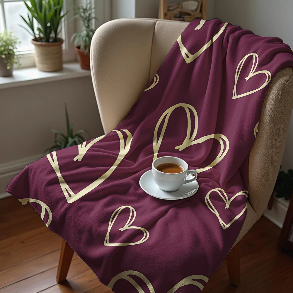 Burgundy Sketch Hearts Lightwe - Christmas Throw Blanket review and price
