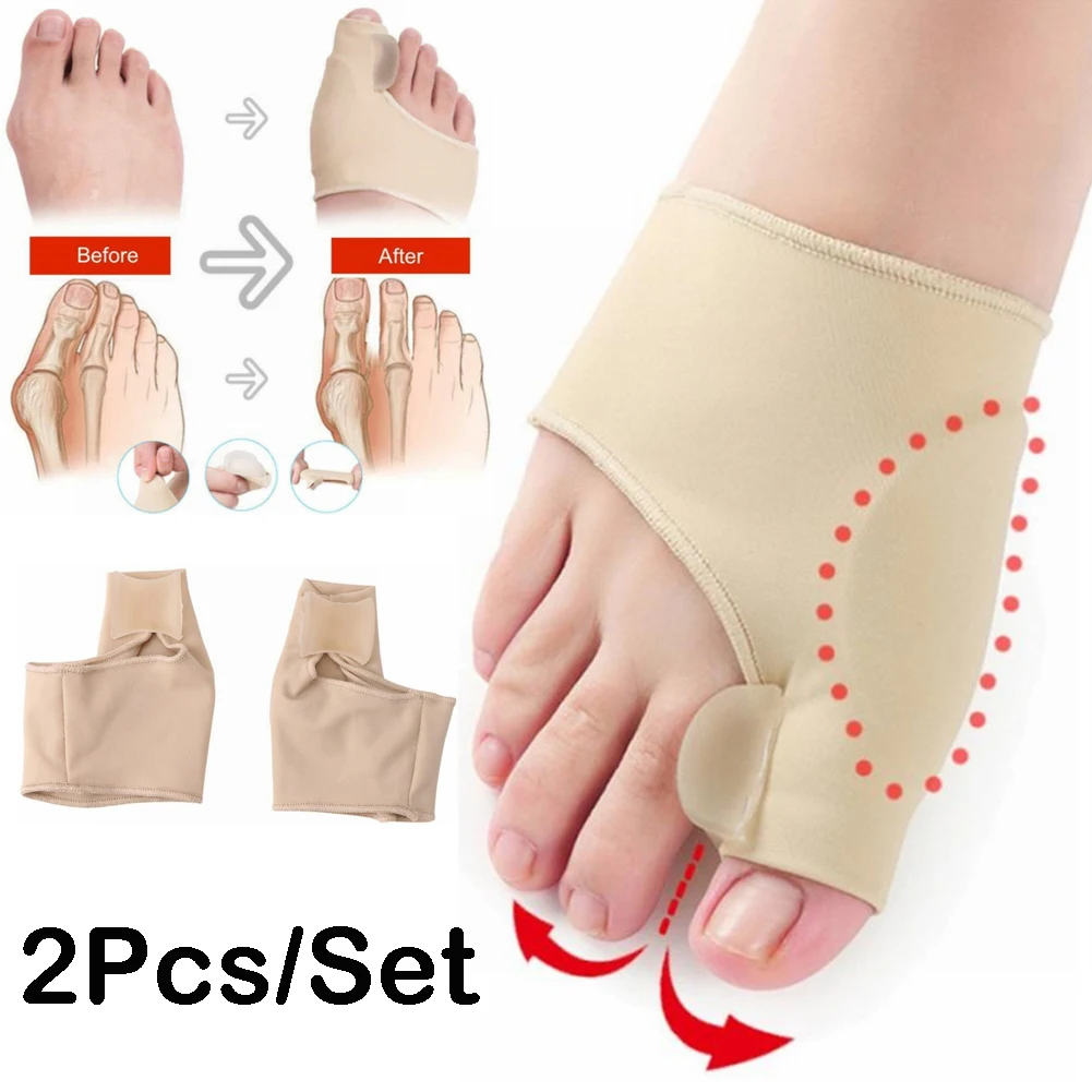 Nail Care Toe Corrector Hallux Valgus Corrector Flexible Fabric 2Pcs Big Toe Bunion Pad Fabric Gel Straightener