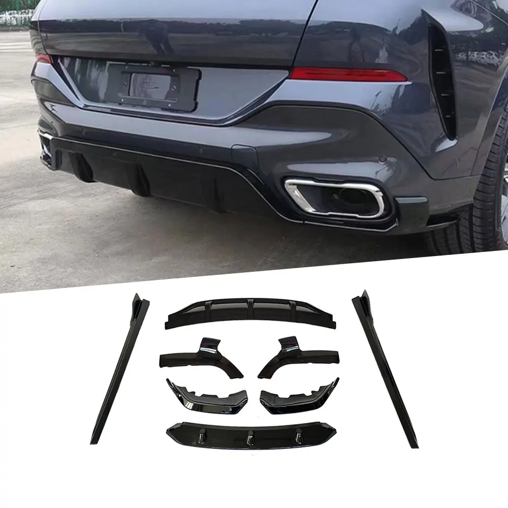 Carbon Body Kit Front Lip Side Skirts Rear Diffuser Splitters Spoiler Wing for BMW X6 G06 M Sport 2020-2022 ABS Gloss Black